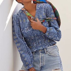 Anthropologie Forever that Girl Smock Waist Blue Size Lg